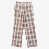 Wide-leg trousers, beige and brown plaid