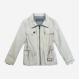 Chaqueta gabardina corta crema con cinturón ZARA S