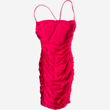 Vestido mini fucsia fruncido y espalda descubierta OH POLLY 34