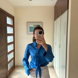 Camisa seda azul BROWNIE XXS