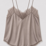 IRO Silk Satin Lace Camisole in Pearl