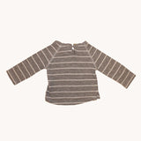 Gray long sleeve t-shirt with Tocoto Vintage stripes 1-3M