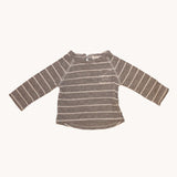 Gray long sleeve t-shirt with Tocoto Vintage stripes 1-3M