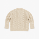 Maison Anje Cream Cable-Knit V-Neck Cardigan