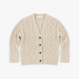 Maison Anje Cream Cable-Knit V-Neck Cardigan