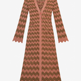 Missoni Pink & Brown Zigzag Long Knit Cardigan