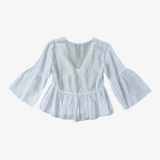 Blusa blanca con botones de madera y mangas flare ZARA XS