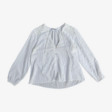 Blusa blanca con hilos plateados y textura a rayas ZARA XS