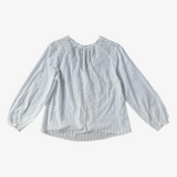Blusa blanca con hilos plateados y textura a rayas ZARA XS