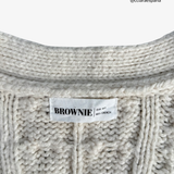 Cardigan de punto trenzado beige BROWNIE XXS