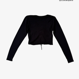 MANGO XS long-sleeved black gathered top