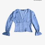 Top azul con botones y manga larga ZARA M
