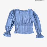 Top azul con botones y manga larga ZARA M