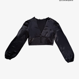 Black satin top with buttons ZARA M