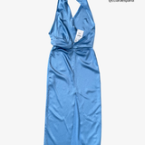 Vestido largo halter azul ZARA M