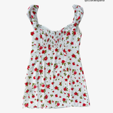 Vestido blanco estampado floral con tirantes ZARA L