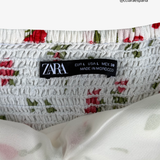 Vestido blanco estampado floral con tirantes ZARA L