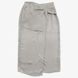 Falda midi satinada beige con fruncido ZARA XS