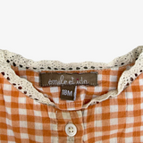 Emile et Ida 18M orange gingham short-sleeved dress