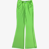 Pantalón largo elástico verde ZARA L