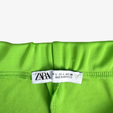 Pantalón largo elástico verde ZARA L