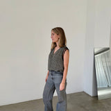 Top sin mangas estampado Sandro con detalle de encaje