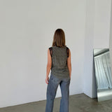 Top sin mangas estampado Sandro con detalle de encaje