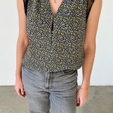 Top sin mangas estampado Sandro con detalle de encaje