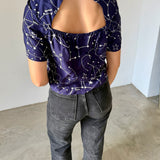 Top estampado azul marino de Sandro