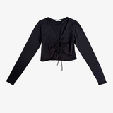 Top negro fruncido con manga larga MANGO XS