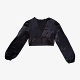Top satinado negro con botones ZARA M