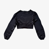 Top satinado negro con botones ZARA M