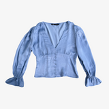 Top azul con botones y manga larga ZARA M