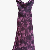 Vestido invitada estampado floral escote drapeado AWARE BARCELONA S