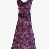 Vestido invitada estampado floral escote drapeado AWARE BARCELONA S