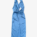 Vestido largo halter azul ZARA M