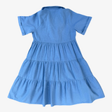 Vestido midi azul con volantes MANGO M