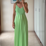 Vestido midi verde con tirantes finos ZARA S