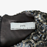Vestido mini lentejuelas manga larga ZARA S