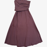 Vestido largo palabra de honor marrón MASSIMO DUTTI XS