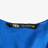 Vestido azul con escote en pico ZARA XS