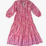 Vestido estampado geométrico rosa ZARA XS