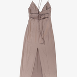 Vestido lino marrón ZARA M