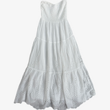 Vestido midi blanco bordado OYSHO S