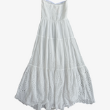 Vestido midi blanco bordado OYSHO S