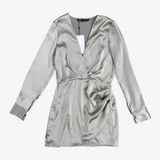 Vestido corto satinado cruzado en gris ZARA S