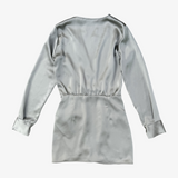 Vestido corto satinado cruzado en gris ZARA S