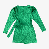 Vestido satinado verde flores ZARA L