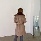 Adolfo Domínguez Long Grey Suede-Effect Coat