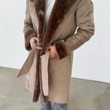 Adolfo Domínguez Long Grey Suede-Effect Coat